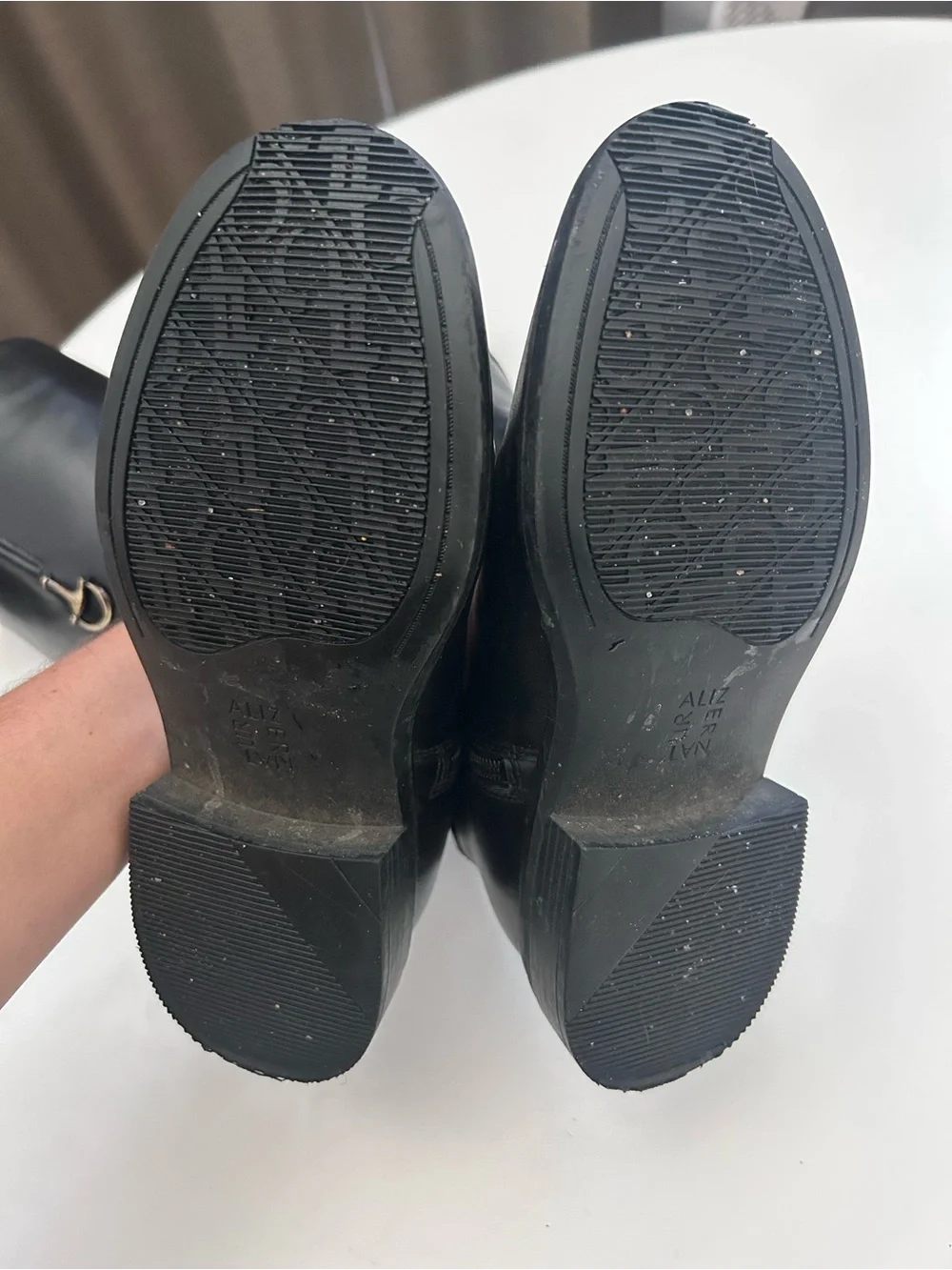 Naturalizer Black Leather Riding Boots with Gold Accent, EUC